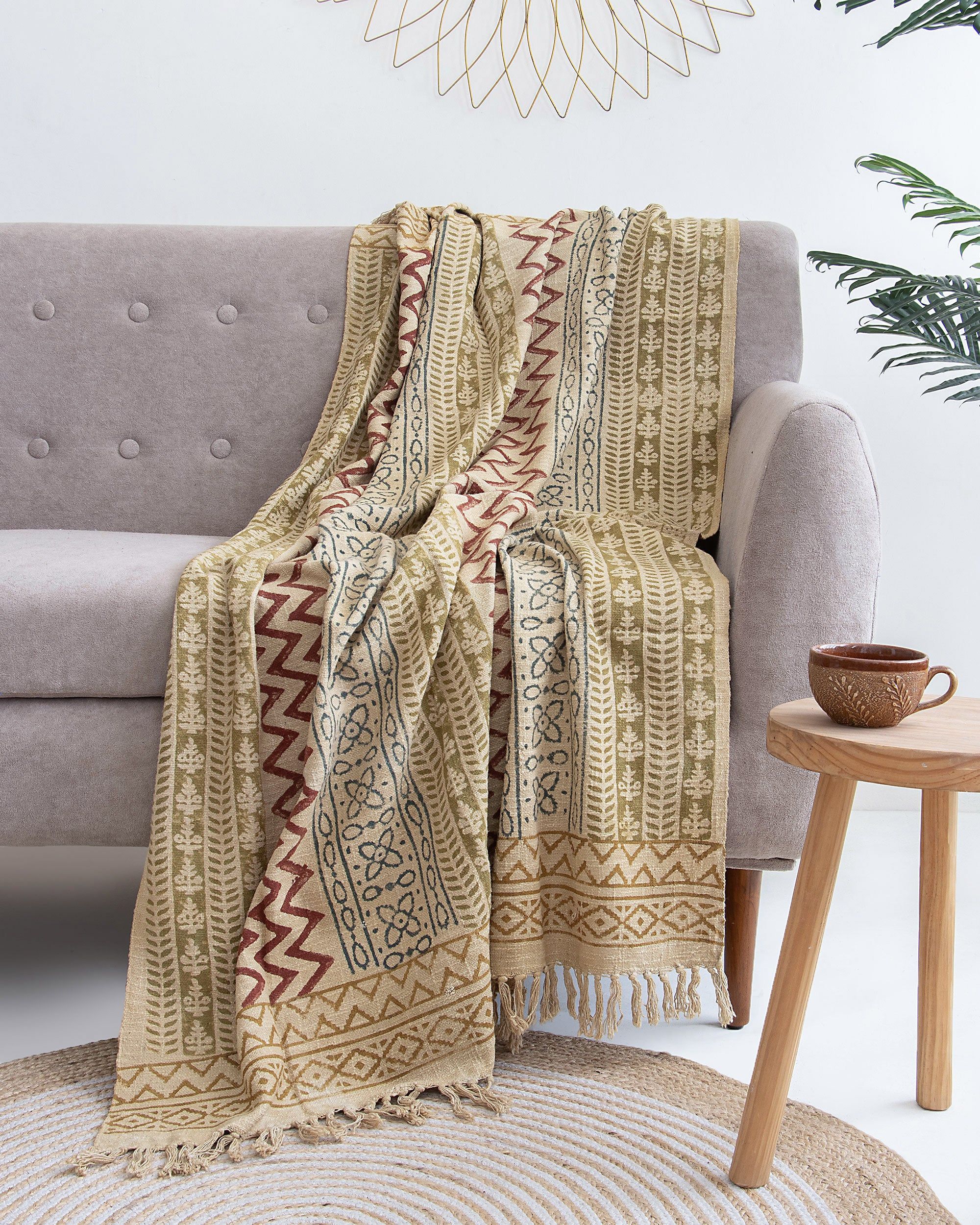 Home Decor Items Premium Block Print Cotton Throw
